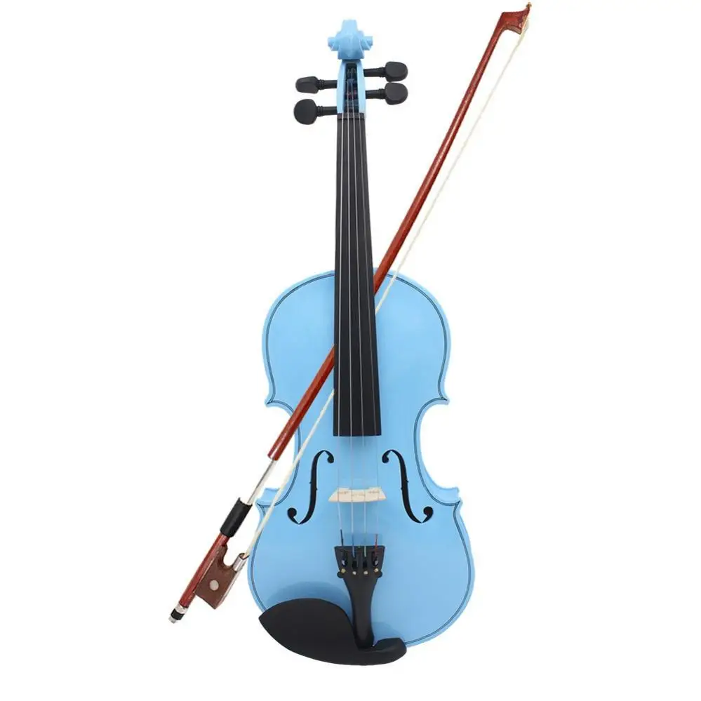 4/4 Full Size Solid Wood Acoustic Violin for Violin Beginner with Bow / Case White / Blue / Pink Color Fiddle