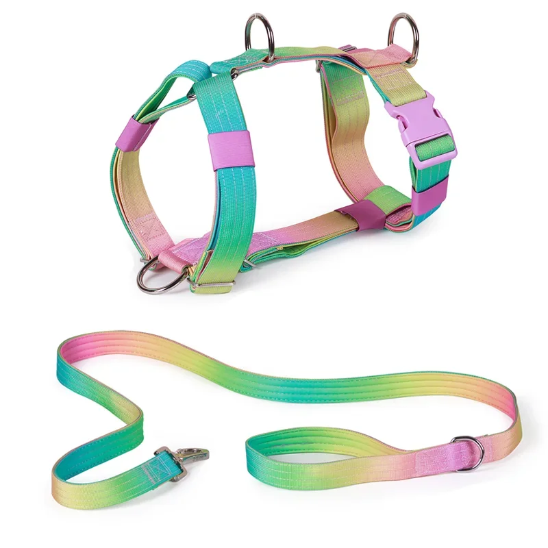 Tactical Adjustable Dog Harness Vest - Wide Padded Pet Harness Vest Leash Set for Medium Large Dogs, Outdoor Running Training