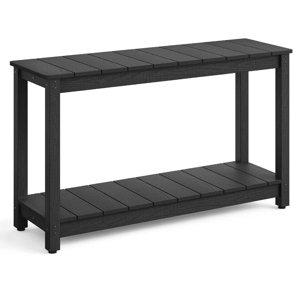 

Outdoor Console Table, All-Weather 2-Tier Patio Console Table with Adjustable Feet, Low Maintenance, for Backyard, Garden, Entr