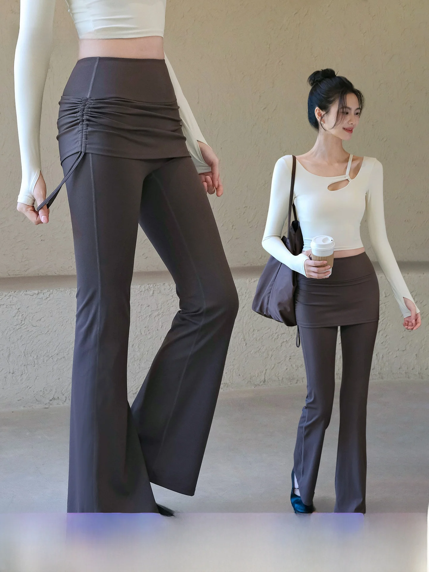 

Women's Yoga Pants High Waist Butt Lifting Tight Fit Flared Pants Pilates Fitness Sport Set Breathable Nylon Micro Flared Pants