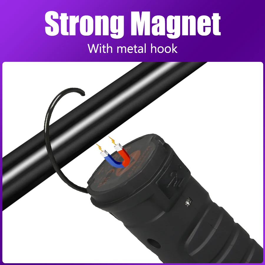 Lampe de poche UV 395nm, 5 Modes, lumière noire, lampe de travail Rechargeable par USB, avec torche d'urgence extérieure, lumière rouge et blanche