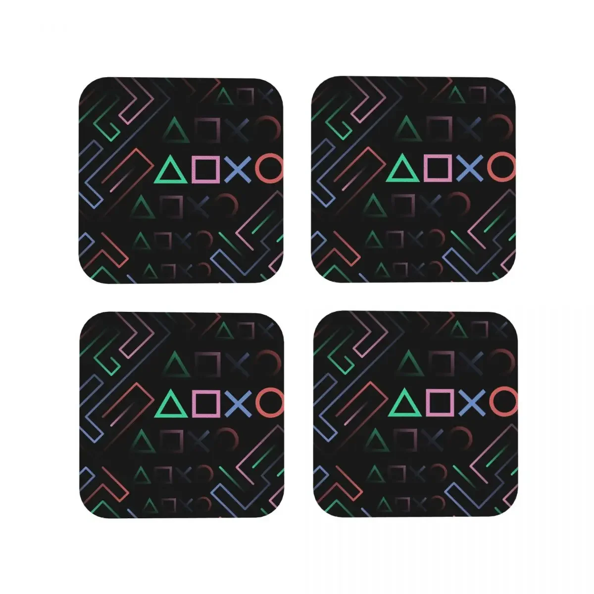 Digital Classic Gamer Icons Pop Art Coasters Coffee Mats Set of 4 Placemats Cup Tableware Decoration & Accessories Pads for Home