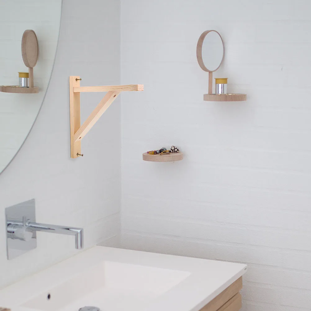 ขายึดผนังไม้รูปสามเหลี่ยม 3 ชิ้น สำหรับชั้นวางของ ที่แขวนต้นไม้ ขายึดชั้นวางของ DIY อุปกรณ์จัดระเบียบชั้นวางลอย