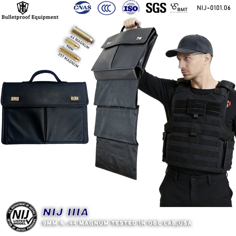 The Standard NIJ 3A Protection 0101.06 IIIA Class Is a Handheld Bulletproof Briefcase Made Of High Molecular Weight Polyethylene