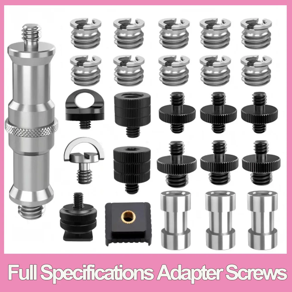 1/4 and 3/8 To M4 M5 M6 M8 M10 CNC Aluminum Screw Adapter Tripod Ballhead Camera Fill Light Stand Mount Photography Accessories