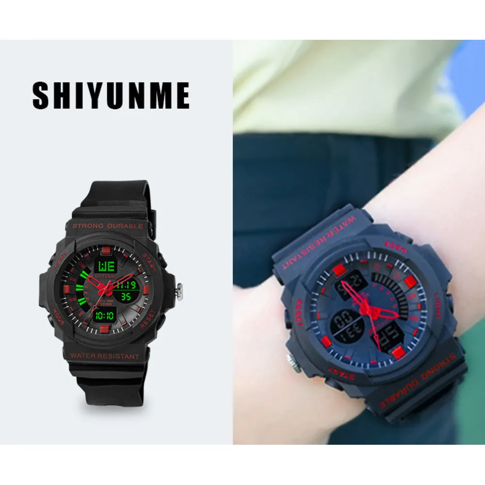 Reloj electrónico con luz nocturna y pantalla dual para natación, resistente al agua hasta 30 metros, reloj moderno para exteriores para hombre_voghion.com