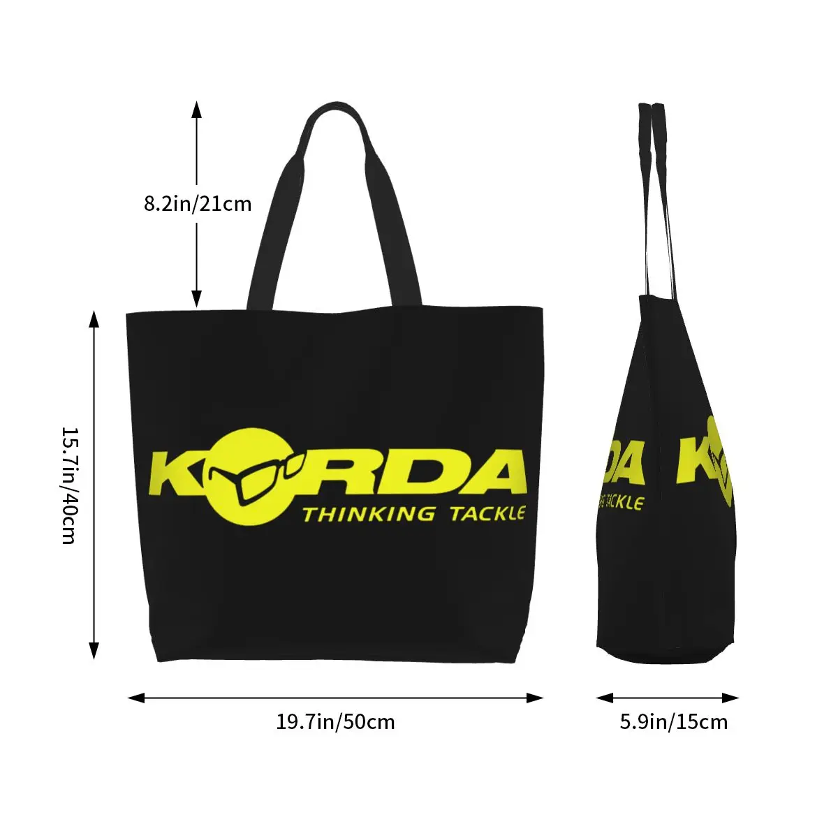 Bolsa de mano de compras divertida inspirada en Korda, bolso de compras de pesca reutilizable, regalo de carpa de pescado, comestibles de lona, bolso de compras de hombro