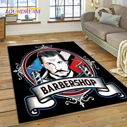 Fashion Barber Shop Logo Skull Vintage Rug Carpet for Living Room Bedroom Decor,Floor Mat Non-slip Decoration for Sofa Doormat