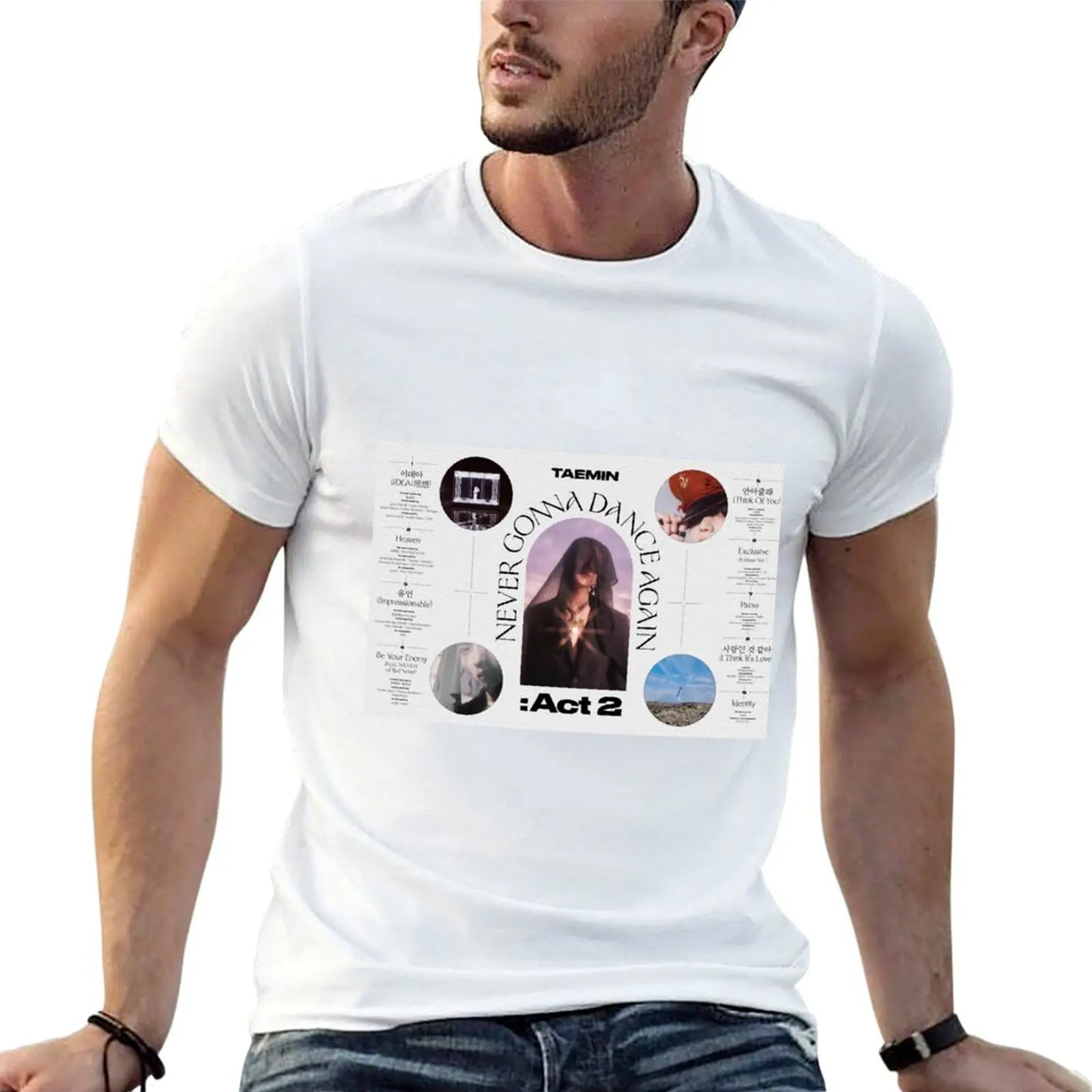 SHINee TAEMIN NEVER GONNA DANCE AGAIN: ACT 2 - IDEA Camiseta minimalista de cuello redondo lisa