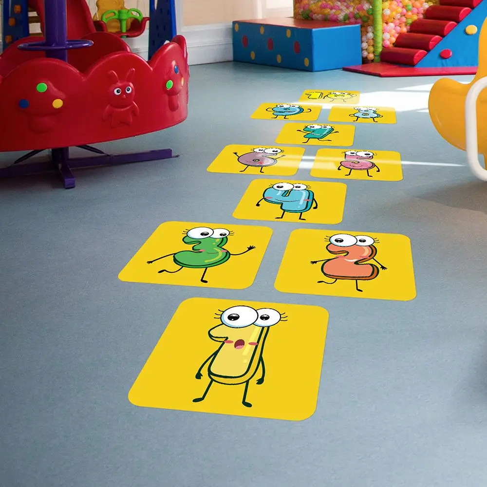 Self-adhesive Kindergarten Ornament Home Decoration Hopscotch Game Parent-child Gift Cartoon Number Grids Floor Stickers