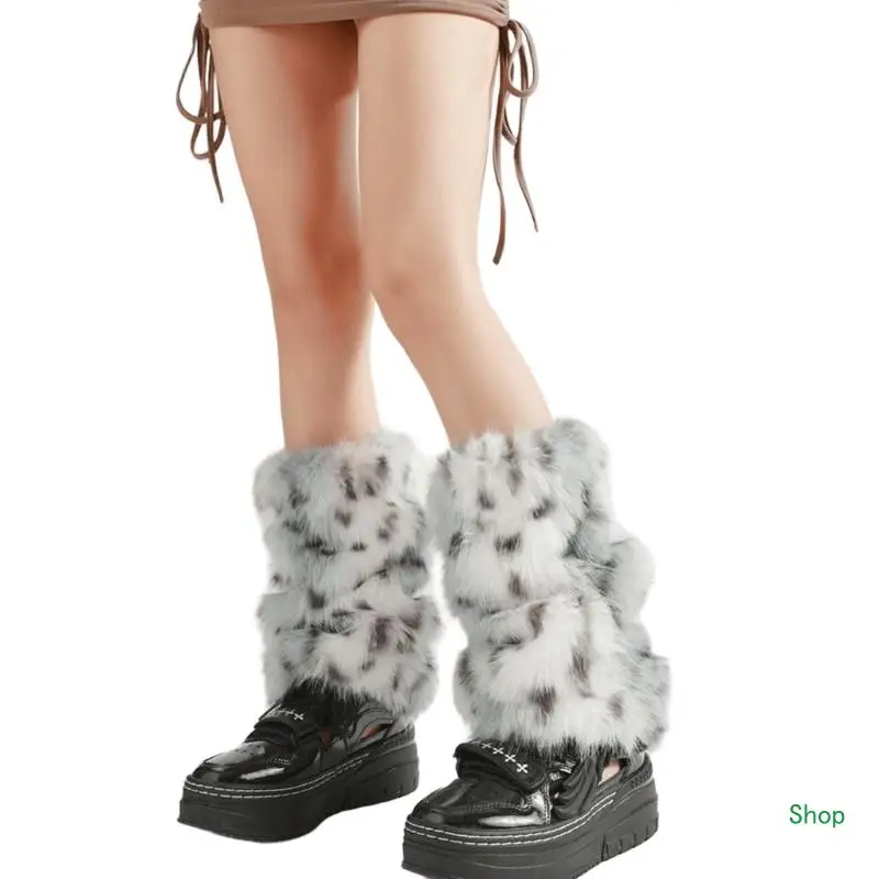 Dropship Winter Fuzzy Plüsch Beinlinge Harajuku Tier Punkte Pelzige Abdeckungen für Frauen