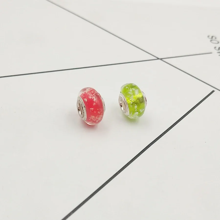 2pcs Luminous Glass Beads Charm Fit Diy Bracelet Bangle Fashion Necklace Jewelry for Women Men Gifts