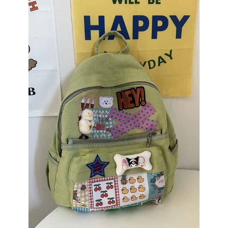 MBTI y2k kuromi ženy batoh plátna patchwork vintage móda univerzita batoh velký schopnost ležérní harajuku studenti brašna