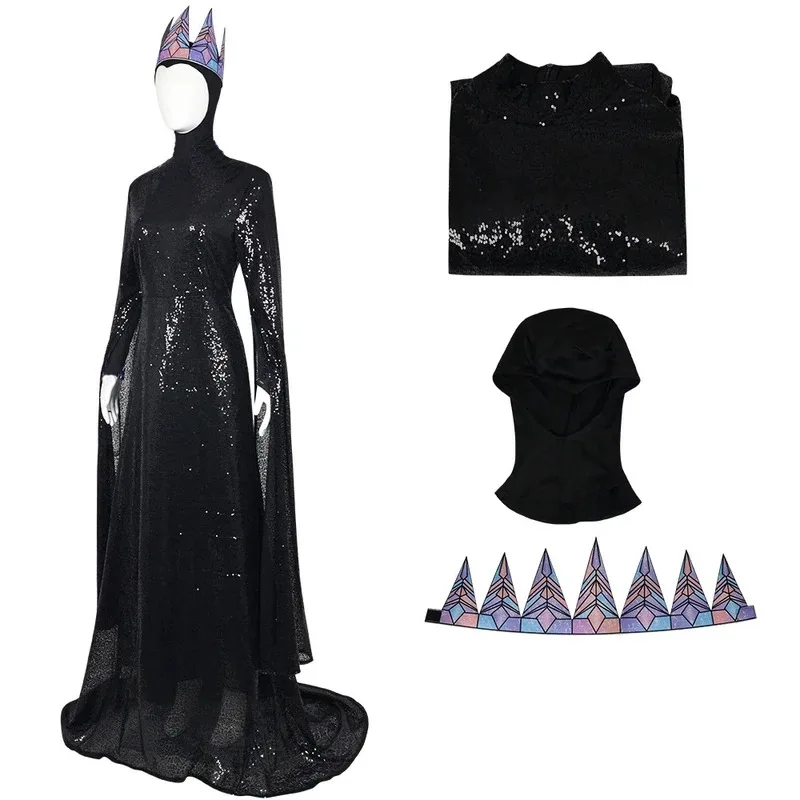 Fancy Evil Queen Cosplay Stepmother Costume Snow Cos Whites Women Long Dress Crown Outfits Halloween Disguise Performance Wear 5 view 2