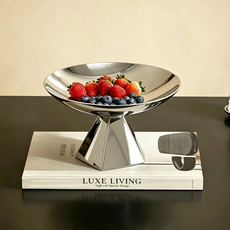 Stainless Steel Fruit Plate Decoration Tray Living Room Desktop Elegant Snacks Bowls Luxury Kitchen Aesthetic Tableware Trays
