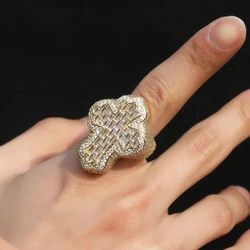 UWIN Baguettecz Cross Rings for Men Iced Out Bling Cubic Zirconia Rings Fashion Hip Hop Jewelry for Gift