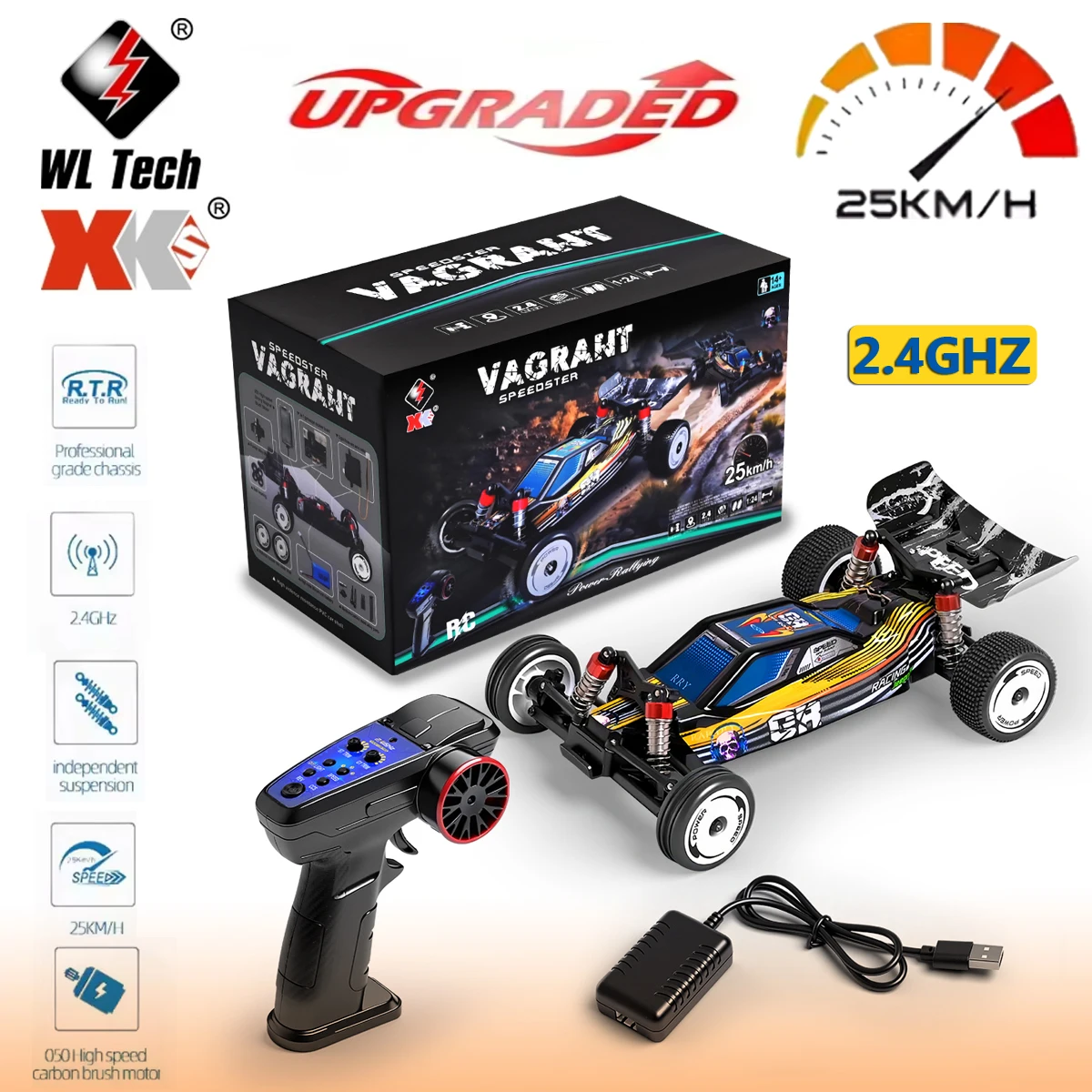

WLtoys 244016 1:24 RC Car Electric 25km/H High-Speed Competitive Racing Car Remote Control Toy For Kids Adults Christmas Gift