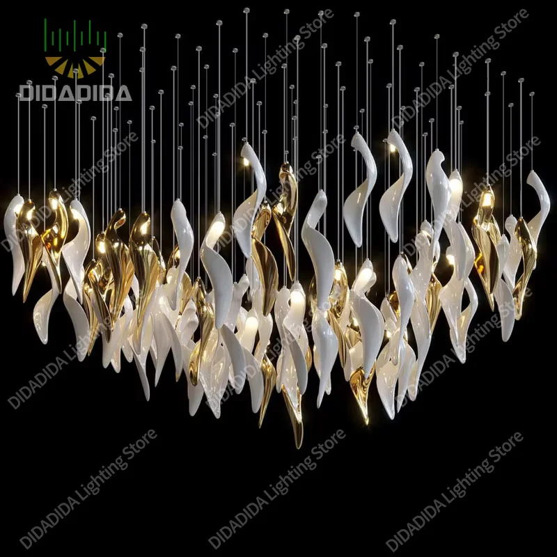 Nordic Green Custom Pendant Lamp,Spiral Metal Dimmable Fixture,Lustre Chandelier For Villa Stairwell,Suitable For All Ceilings