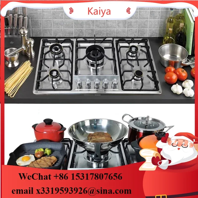Five-hole 5 Burners  Cooktop, Stainless Steel Built-in Dual Fuel Hob /NG Convertible Stovetop