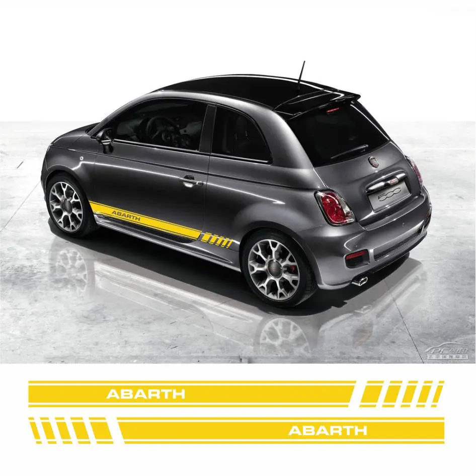 

For FIAT 500 2pcs Car Side Stripe Stickers Abarth Accessories Tuning Auto Vinyl Film Racing Sports Graphics Styling Decals