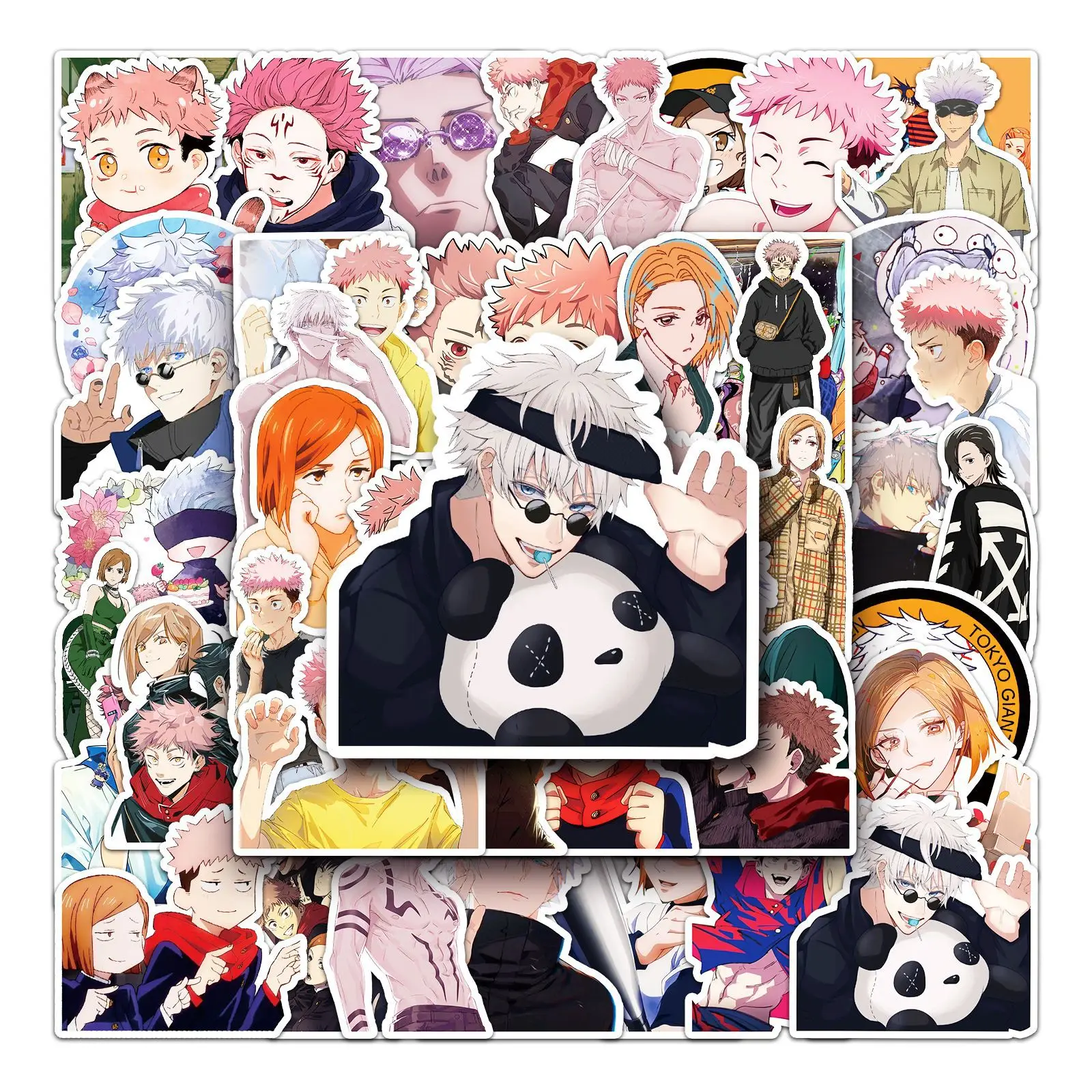 Jujutsu Kaisen Decoração Adesivo, DIY Mão Conta Diário Adesivo, Notebook e Telefone, Presente Impresso HD, Gojo Satoru Geto Suguru, 50pcs por conjunto