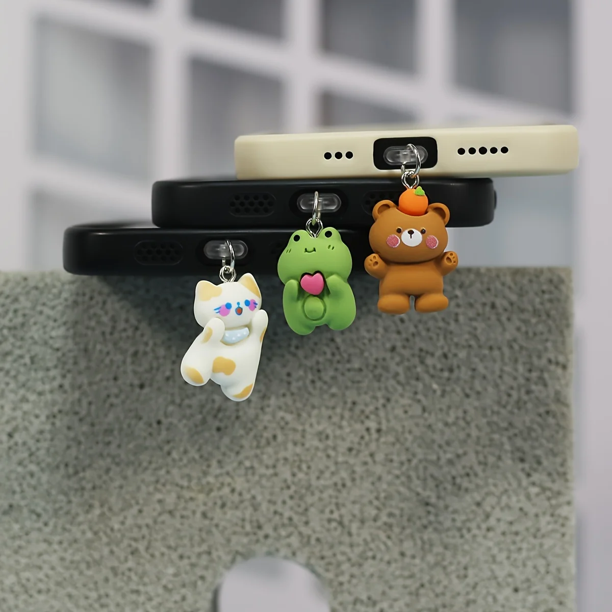 1set New Creative Mini Cat, Frog, And Bear Shape Phone Dust Plug Charms Phone Accessory Decorations Suitable For Type C Charging