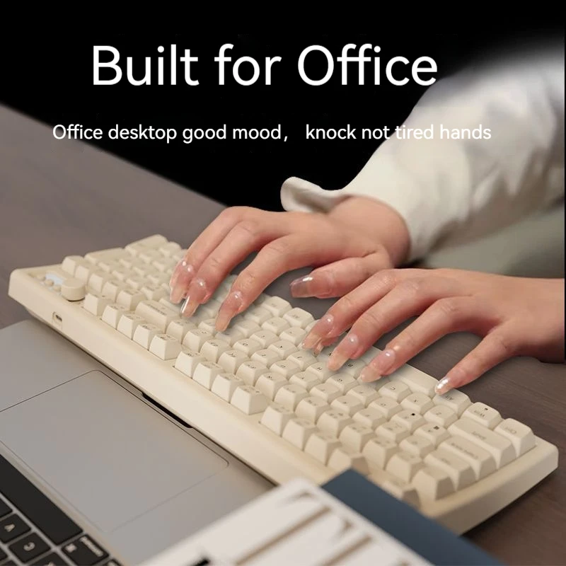 لوحة مفاتيح الألعاب اللاسلكية الصامتة EWEADN، BT/2.4 جيجا هرتز، إضاءة خلفية RGB، قابلة لإعادة الشحن، مريحة، مقبض الوسائط، لأجهزة Mac/Windows PC