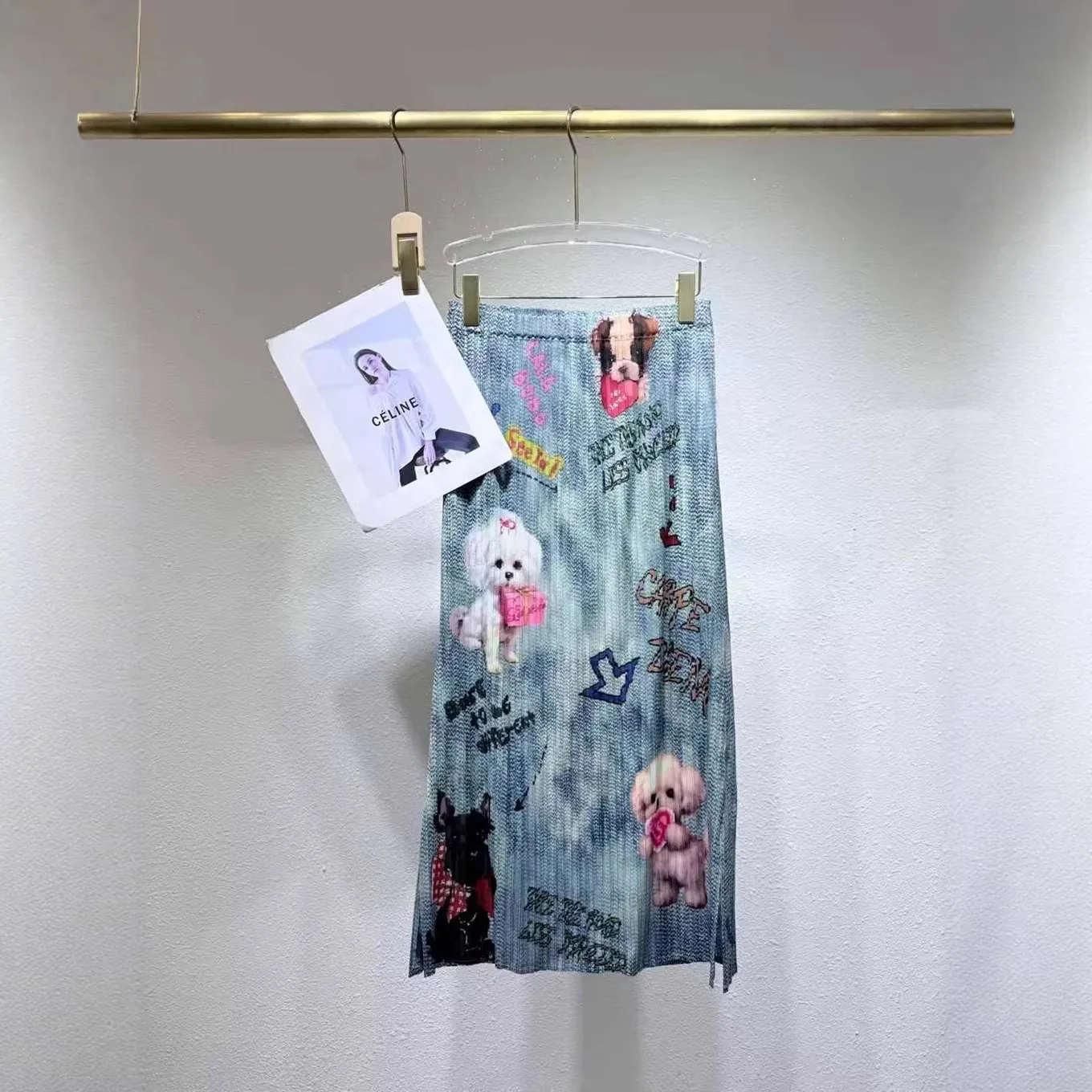 Fold Miyake Pleated Women Cute Print Pleated Midi Skirt High Waist Loose Casual Summer Vacation Chic Elegant A Line Skirt New