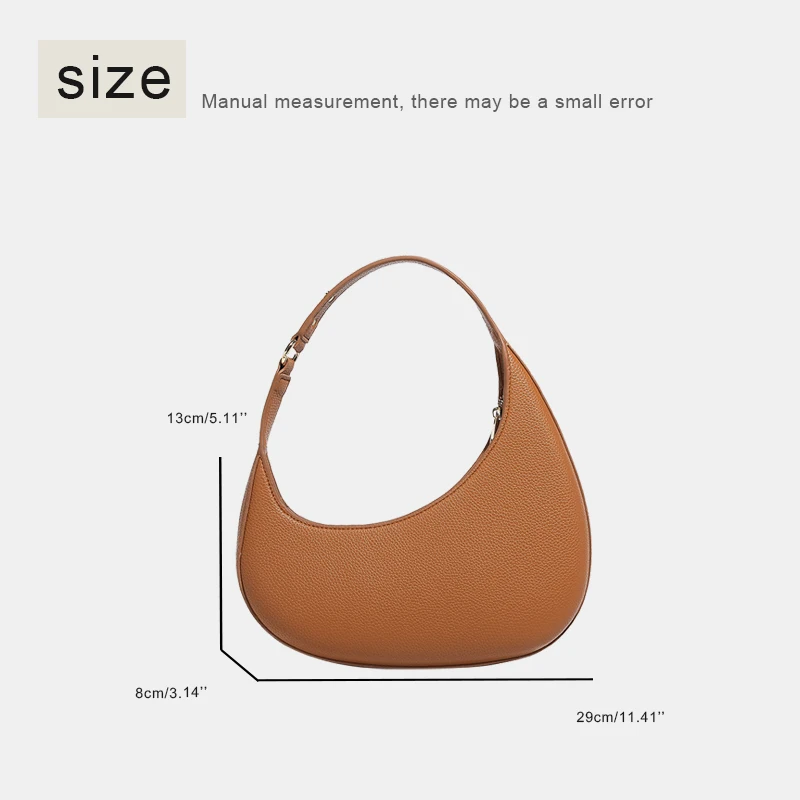 Half Moon Bags For Women Luxury Designer Handbags And Purses 2024 New In PU Lychee Texture Vintage Rivet Small Underarm Shoulder