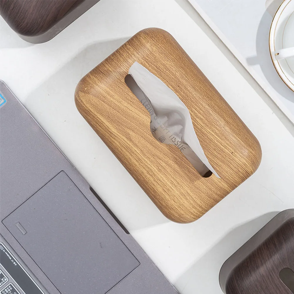 Japanese Tissue Box Napkin Storage Holder Wooden Cover ABS Toilet Paper Case Container Simple Stylish Home Car Desktop Organizer