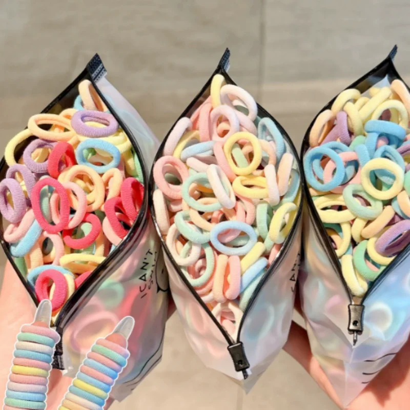 

50Pcs Colorful Hair Bands Sets Nylon Elastic Rubber Bands Children Ponytail Holders Scrunchies Kids Hair Accessories Girls