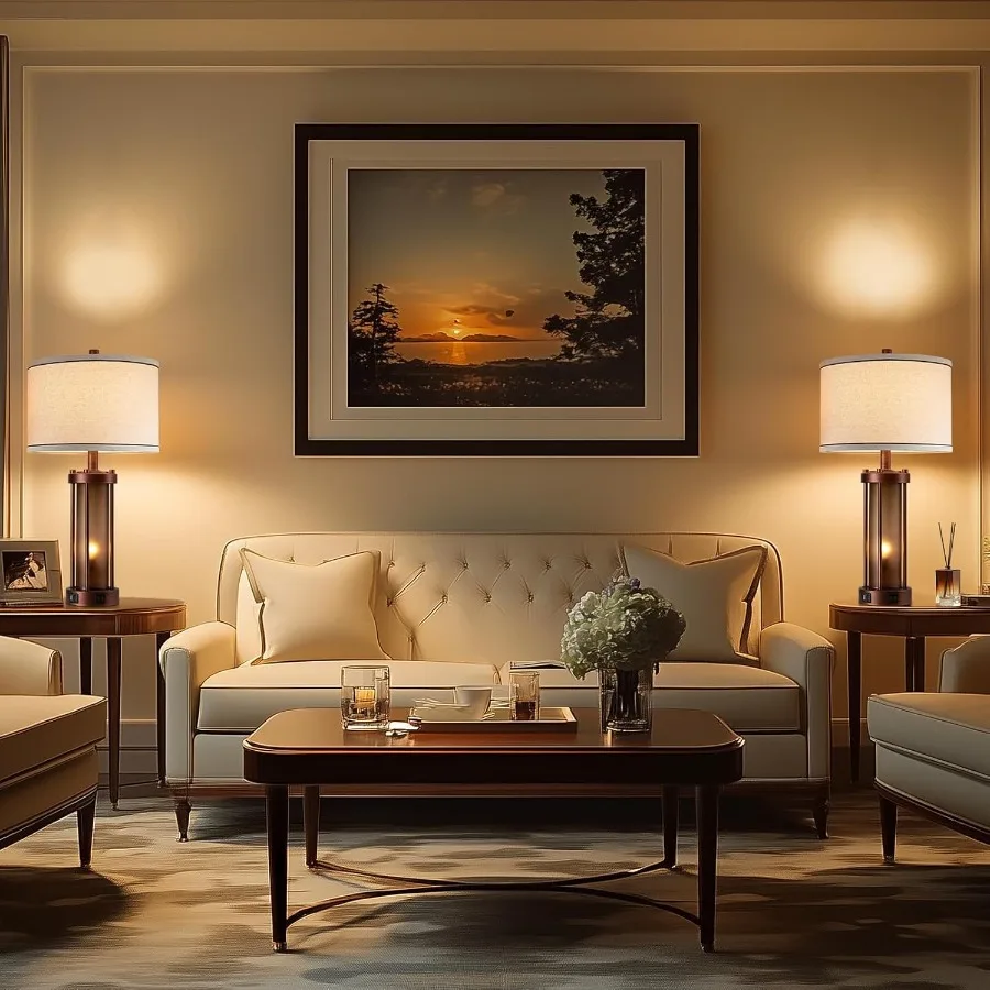 Ensemble de 2 lampes de Table de ferme pour salon, lampes de chevet rustiques avec 2 Ports de chargement USB, lampe de chevet pour chambre à coucher avec Ambe