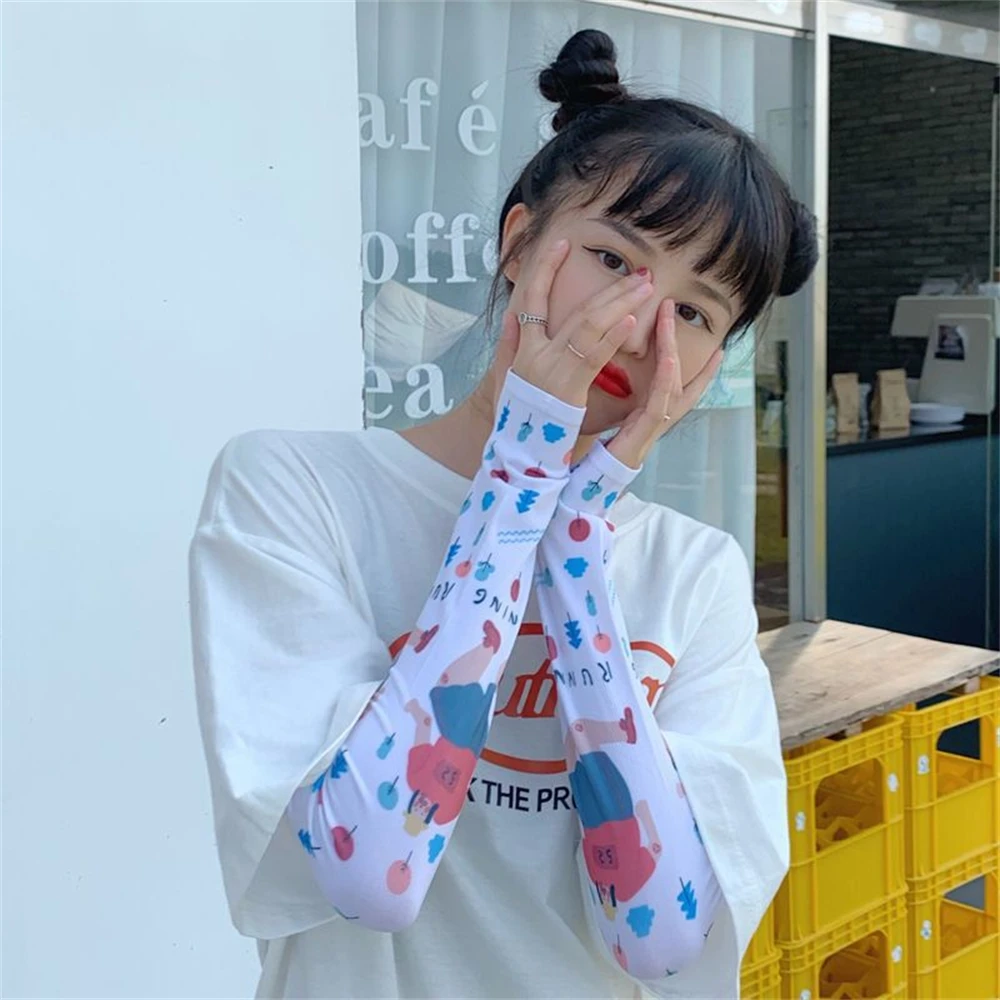 Ladies new printed cartoon Korea Hyuna Lovely Summer sun protection ice silk sleeve ZT019