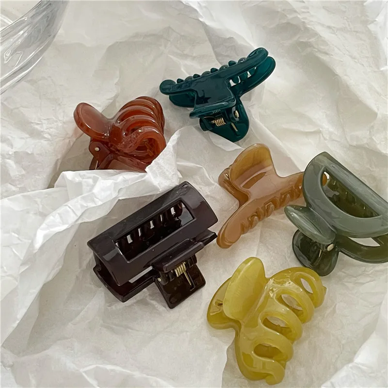 Jelly texture color acrylic hair clip small size geometric rectangle side bangs small grab clip Korean version hair accessories