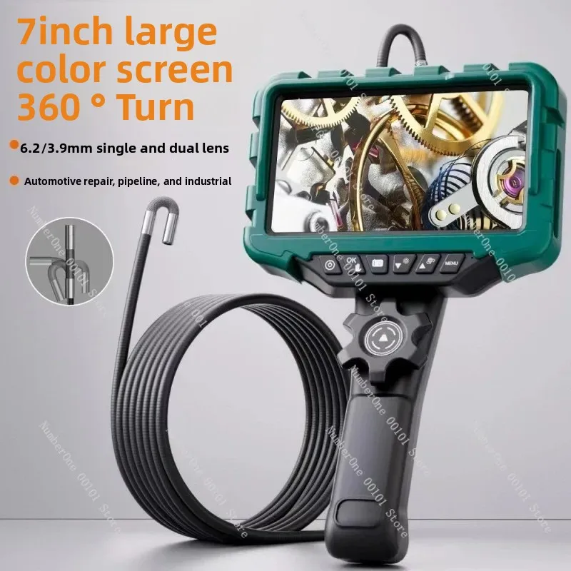 7‑Inch 360° Articulating Endoscope, Wide‑Angle HD Camera Steering Probe for Car Repair Inspection