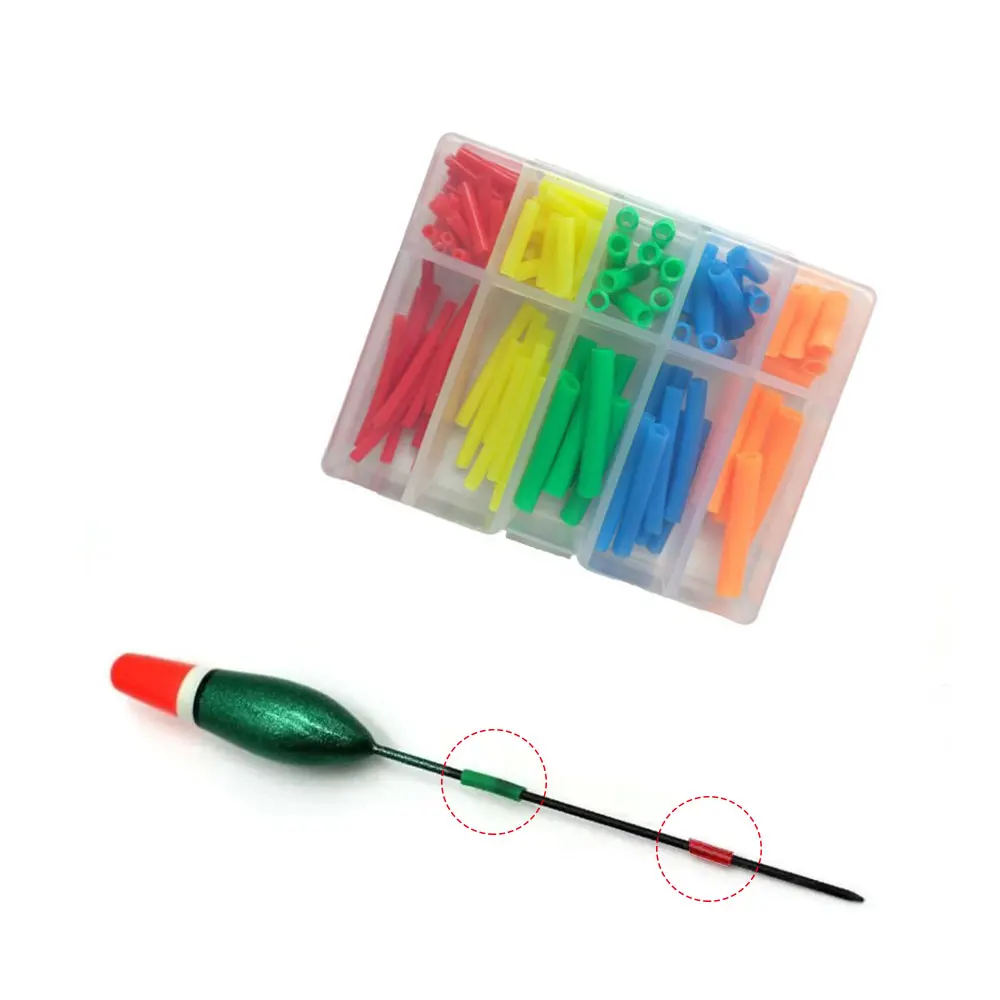 1Box 5 Color Different Diameters Fishing Float Sleeve Multicolored Plastic Fishing Bait Hollow Connect Tubes Fishing Accessories