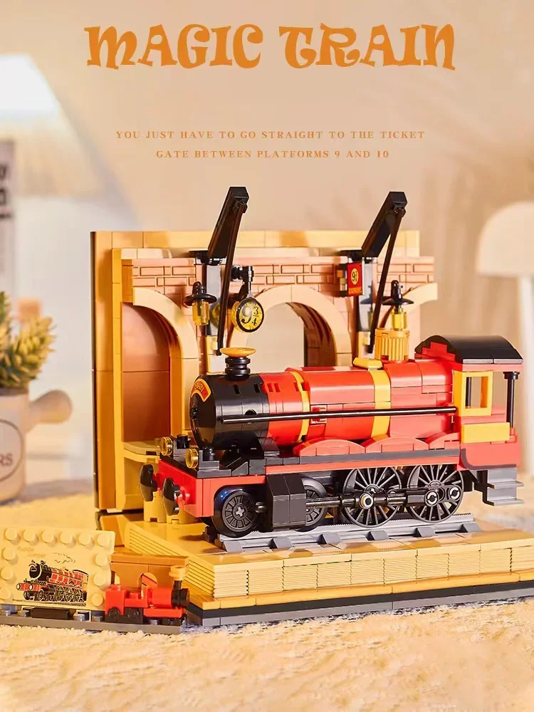 

929PCS Magic Train Station Model Building Blocks Collectors' Edition Book MOC Sets DIY Kits Bricks Toys For Children Kids Gifts