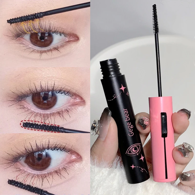 InjFiber-Mascara 4D avec Peigne à Cils, Double Tête, Durable, Allongeant, Bouclant, Imperméable, vaccage Rapide, Noir, Marron