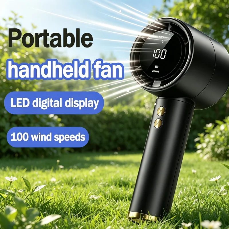 Handheld small fan mini portable USB rechargeable bladeless fan 100-speed wind speed adjustment noise reduction operation coolin