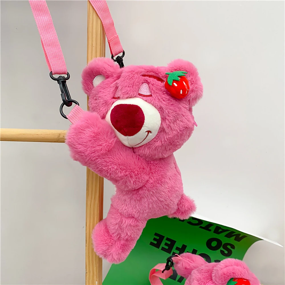 Disney Toy Story Cute Lotso Stuffed Plush Toys Backpack Kawaii Anime Figure Strawberry Bear Doll Bag Funny Gift for Kid