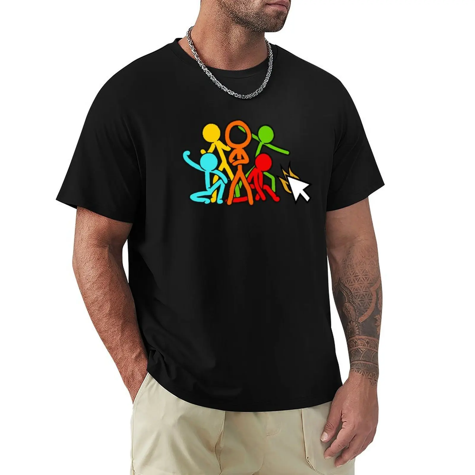 Five Stick Figures Alan Becker Gaming T-Shirt Street Style Casual Tee Shirt