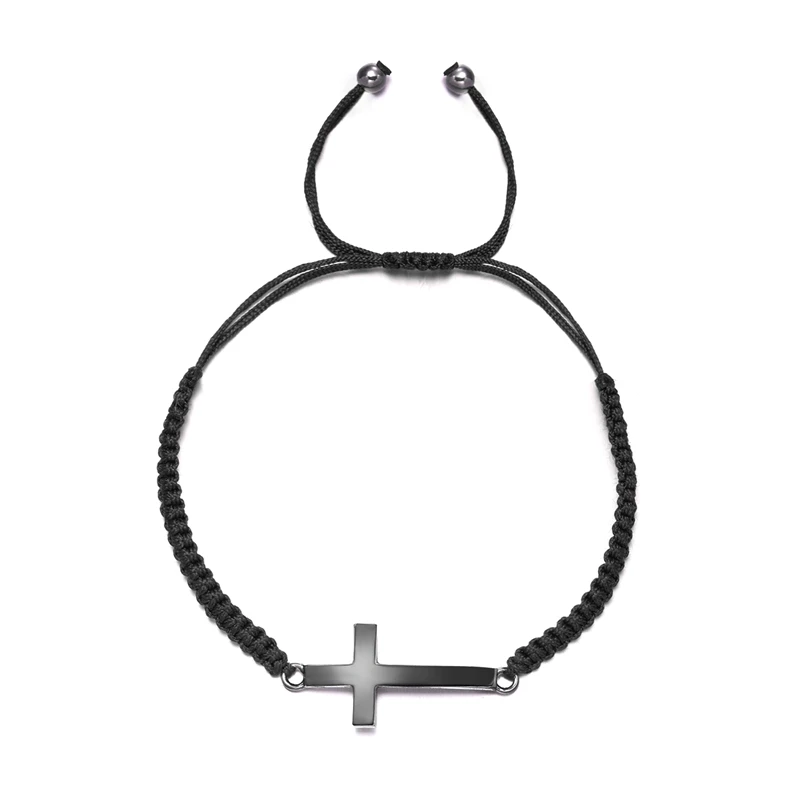 Hip Hop Edelstahl Kreuz geflochtenes Armband für Frauen Männer rot schwarz einfaches Paar verstellbare Handgelenk Armreif Christian Souvenir – Detail 25