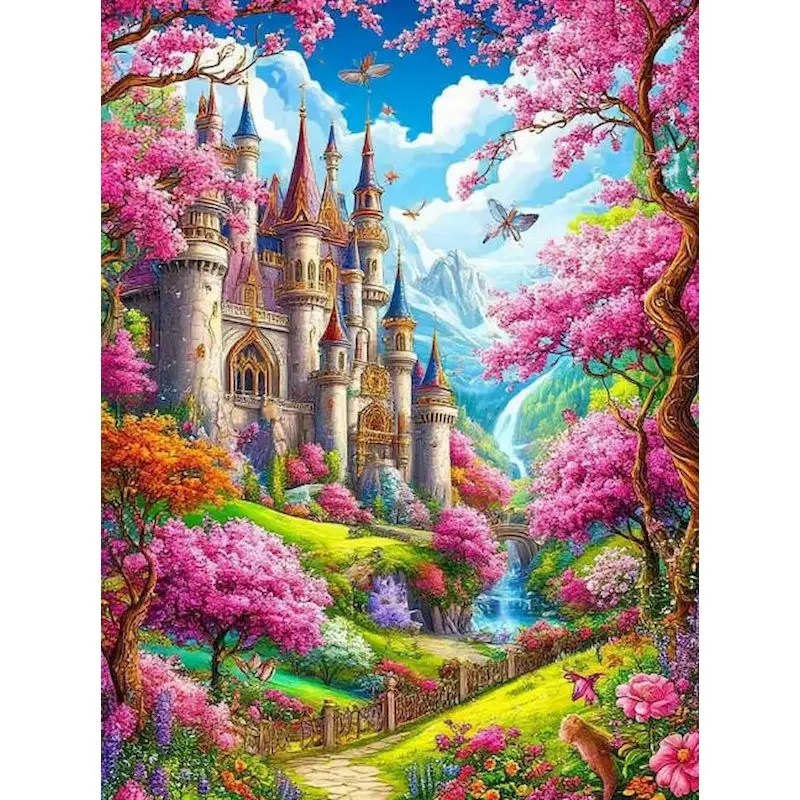 

GATYZTORY Castle Painting By Numbers Painting Decor Canvas Painting Landscape Crafts Gift Home Wall Decor Paint With Numbers