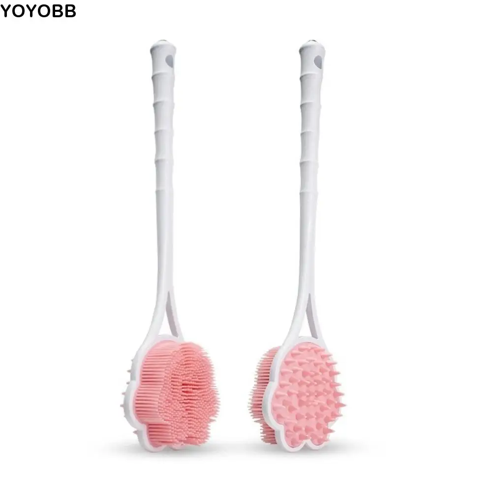 

Long Handle Bath Back Brush Silicone Double Side Shower Massage Brushes Exfoliation Soft Hair Bathroom Back Scrubber Cleaning