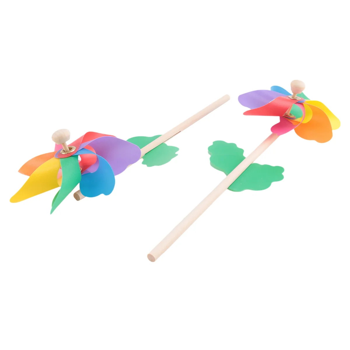 DCVB3-10Pcs Wooden Stick Pinwheels, for Kids Toy Garden Lawn Party Decor