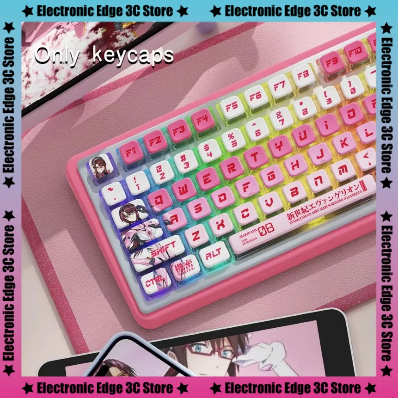 2024 New Eva-08 Theme Keycaps 122 Keys Msa Profile Pbt Thermal Sublimation Four Sided Transparent Mechanical Keyboard Anime Key