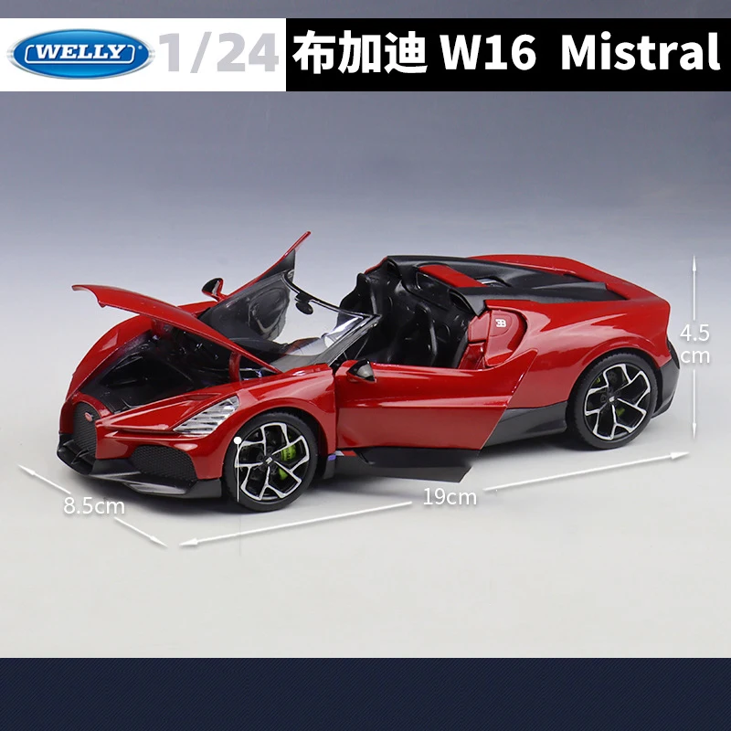 WELLY 1:24 Bugatti W16 Mistral Supercar Legering Auto Diecasts & Toy Vehicles Automodel Miniatuur Schaalmodel Auto Speelgoed voor kinderen