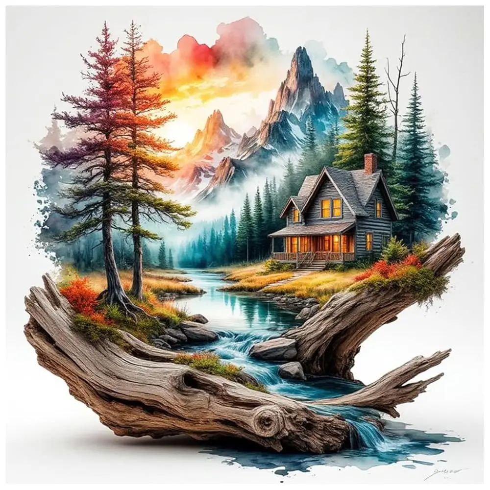 

Наборы для алмазной вышивки с пейзажами для взрослых, 5D DIY, круглые стразы, полная выкладка, для декора стен дома, подарок, 12x12 дюймов