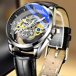 Fashion Men Watches Luxury Quartz Watch 2024 Stainless Steel High Quality Waterproof Double Sided Hollow Out Watch for Man