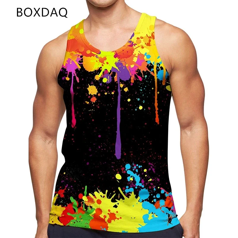 

Мужские майки с принтом тай-дай, летние майки без рукавов с 3D градиентным принтом, уличный трендовый жилет 5XL, большие размеры, повседневные майки с круглым вырезом